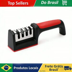 Afiador de Facas Profissional 3 Estágios em Aço Inox – Corte de Chef em Segundos
